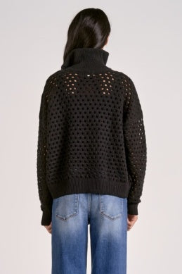 1/2 Zip Open Knit Sweater - Greige Goods