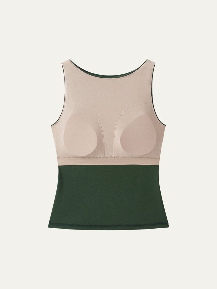 OGLmove 2Pcs Set Stretch Cotton Boatneck Brami Tank