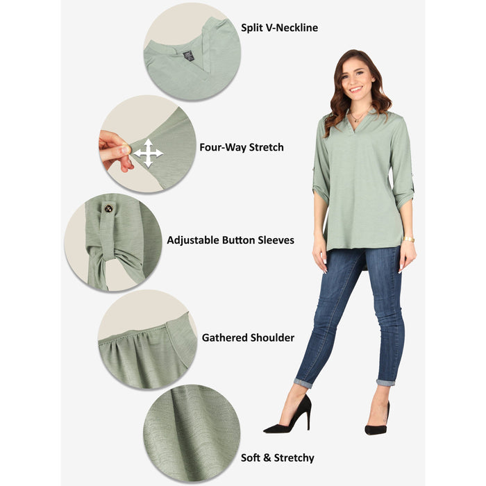 3/4 Roll Tab Sleeve Tunic