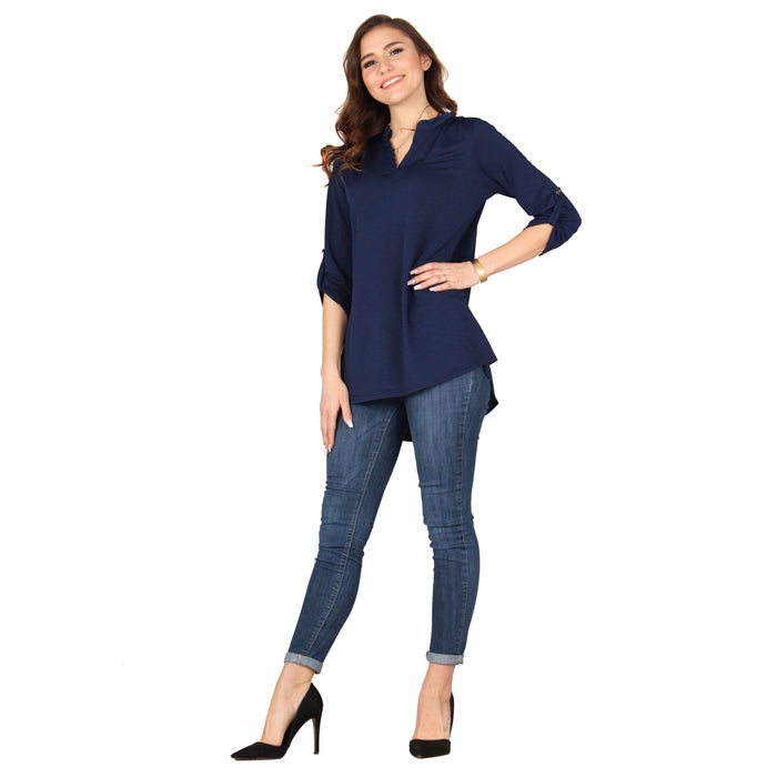 3/4 Roll Tab Sleeve Tunic