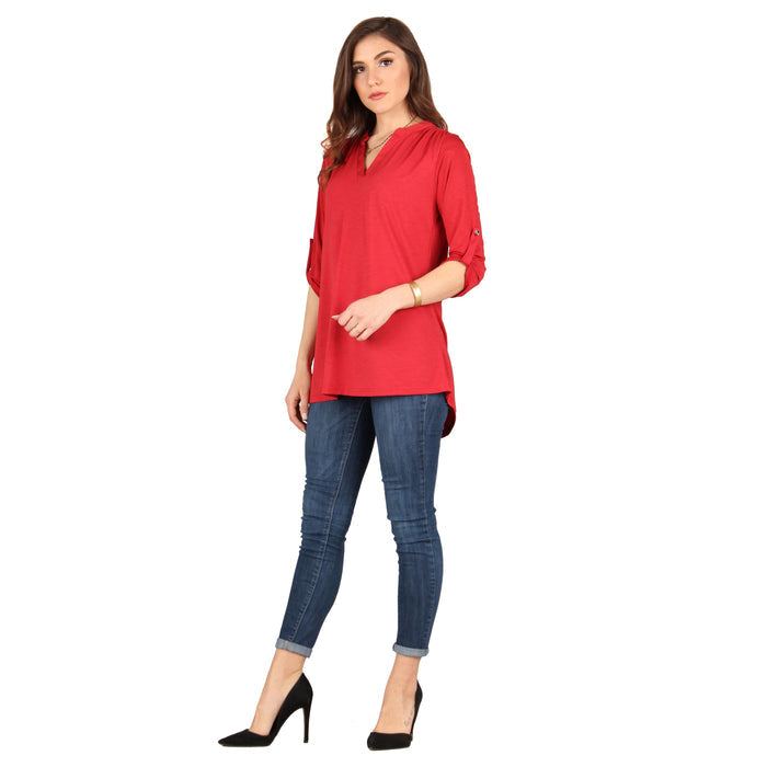 3/4 Roll Tab Sleeve Tunic