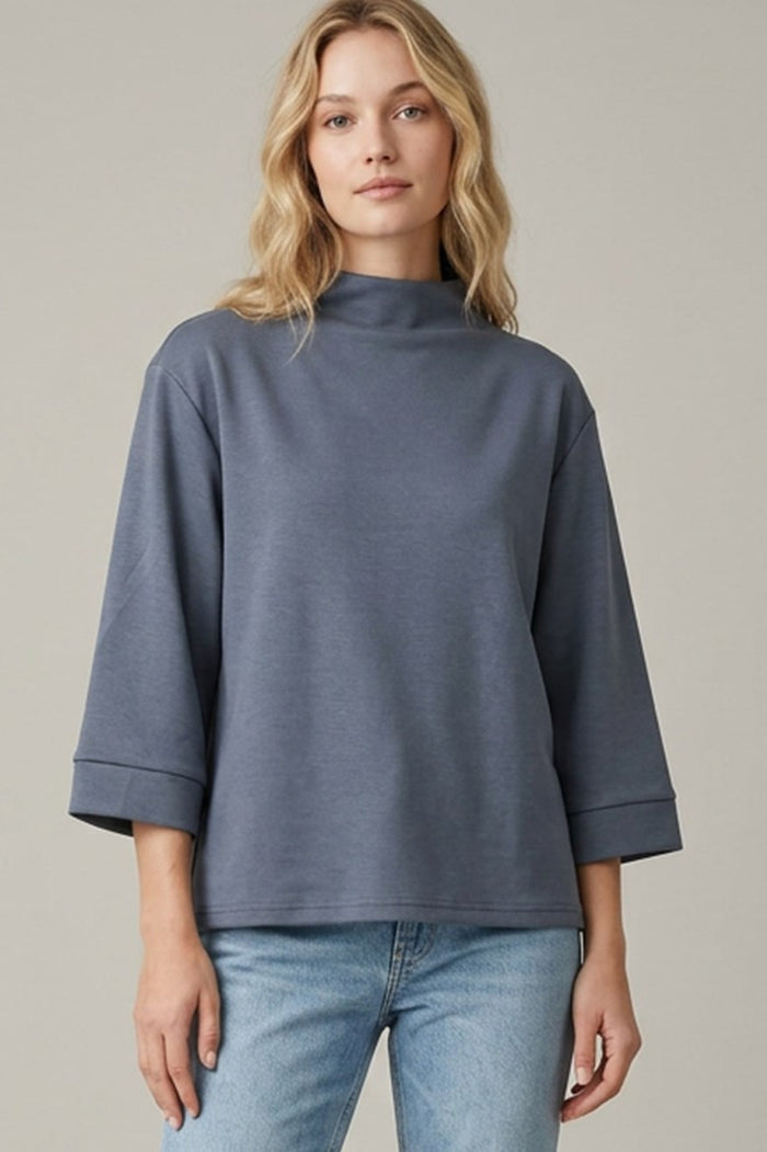 3/4 Sleeve Knit Mock Neck Top