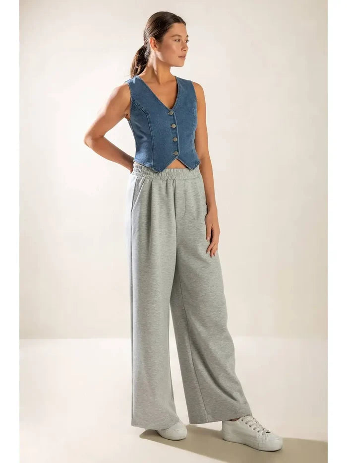 A Washed Denim Vest - Greige Goods