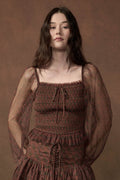 Adoring Beauty Floral Tulle Smocked Peasant Top - ShopPromesa