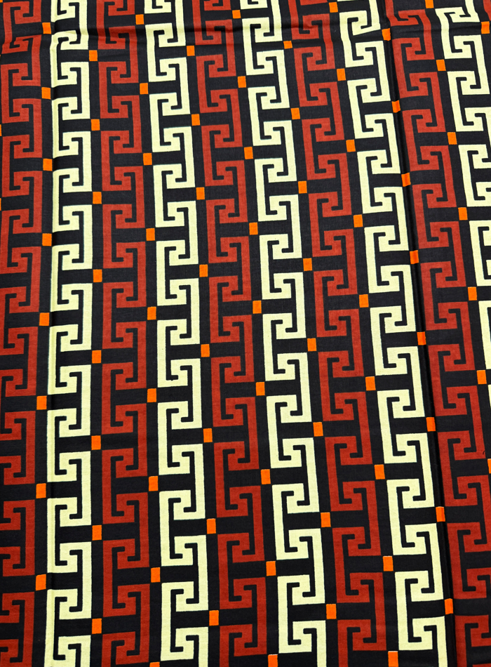 African Ankara Wax Print-Dark Brown Black Orange Cream
