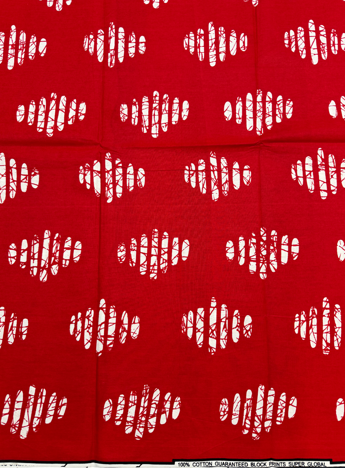 African Ankara Wax Print-Red and White