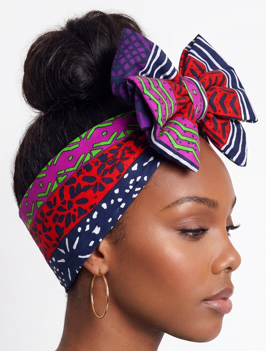 African Headwrap -Purple Mix Color