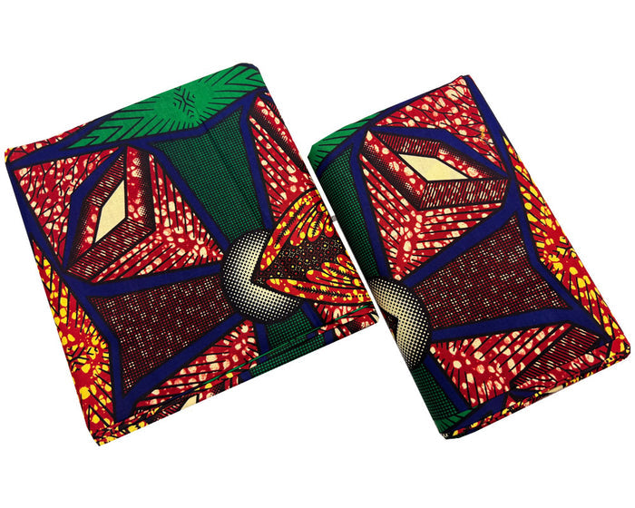 African Wax Print-Green Burnt-Orange