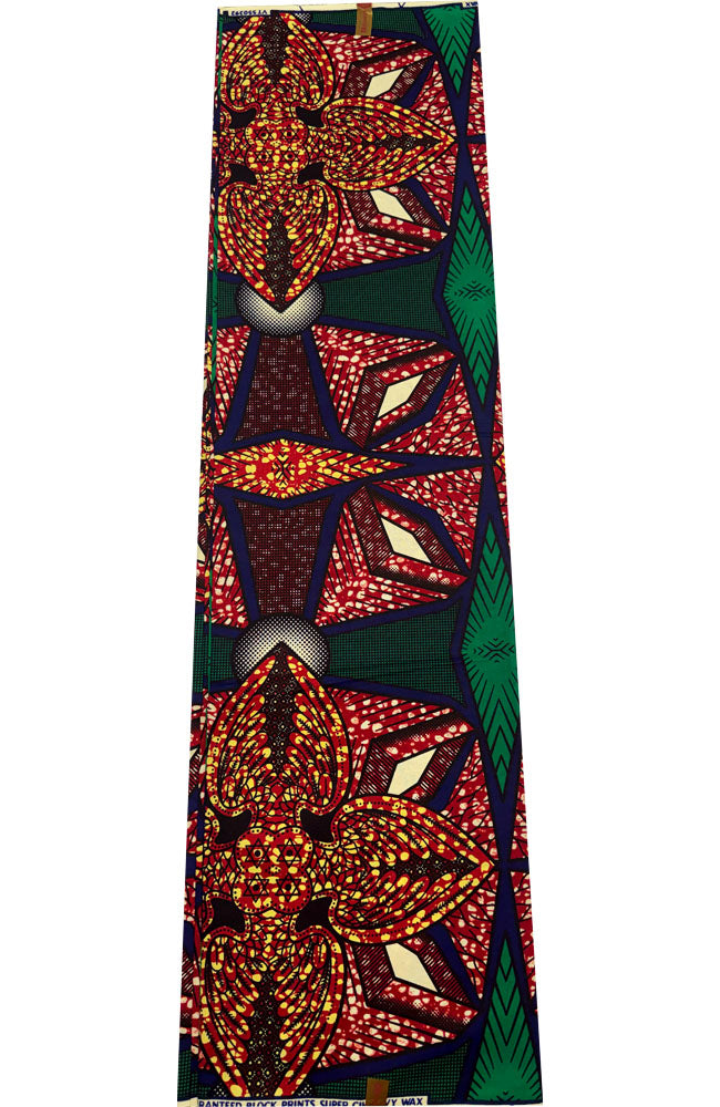 African Wax Print-Green Burnt-Orange