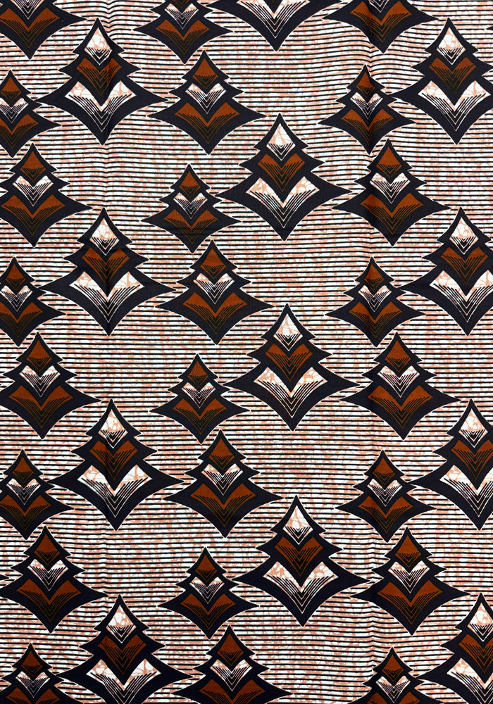 African Wax Print-Peach Pink Brown