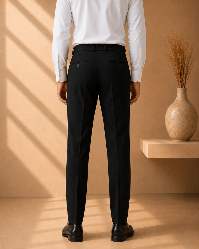 AKAZ COSTA Men's Black Premium Formal Trousers | Tailored Fit Formal Pants