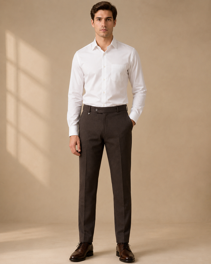 AKAZ COSTA Men's Coffee Brown Trousers | Premium Dress Pants for Modern Men