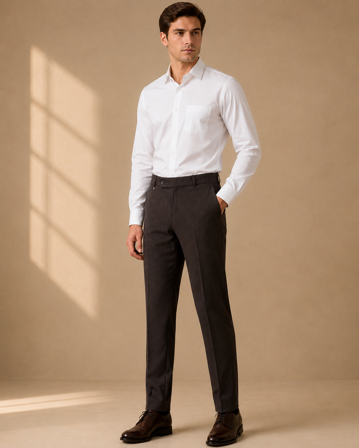 AKAZ COSTA Men's Coffee Brown Trousers | Premium Dress Pants for Modern Men