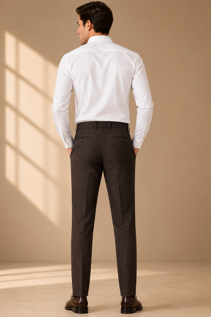 AKAZ COSTA Men's Coffee Brown Trousers | Premium Dress Pants for Modern Men