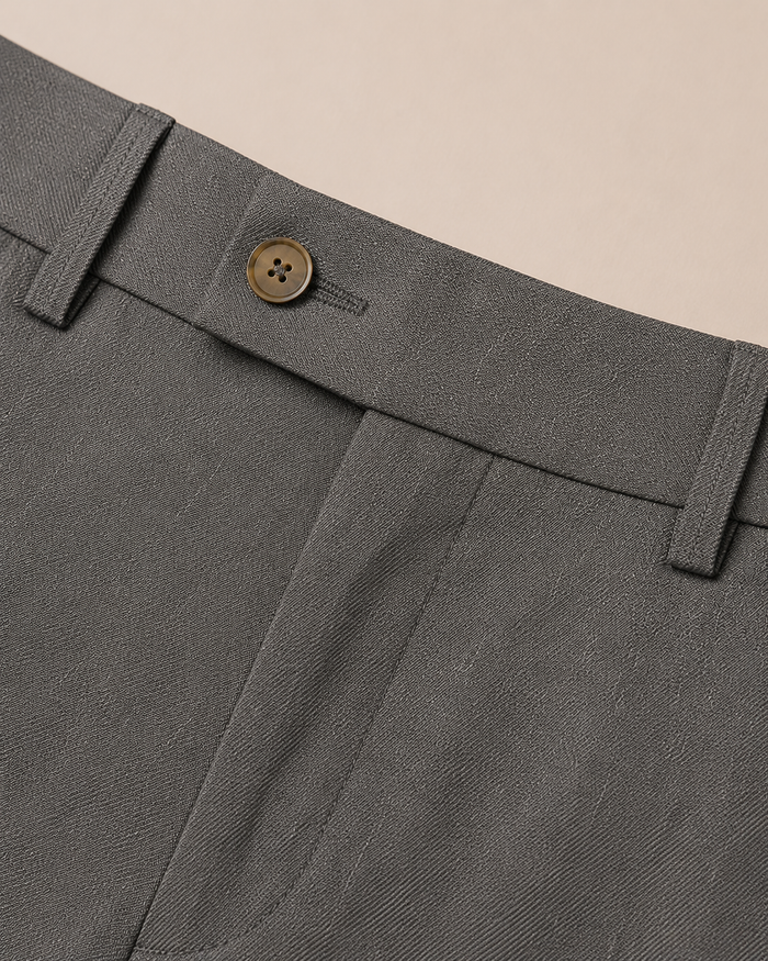 AKAZ COSTA Men's Grey Formal Trousers | Tailored Fit Dress Pants for Office & Business
