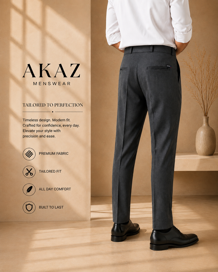 AKAZ FUJI Men's Premium Formal Trousers | Tailored Fit Pants