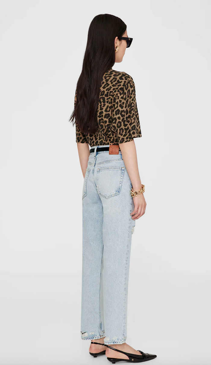 Anine Bing Avi Tee - Black and Brown Leopard