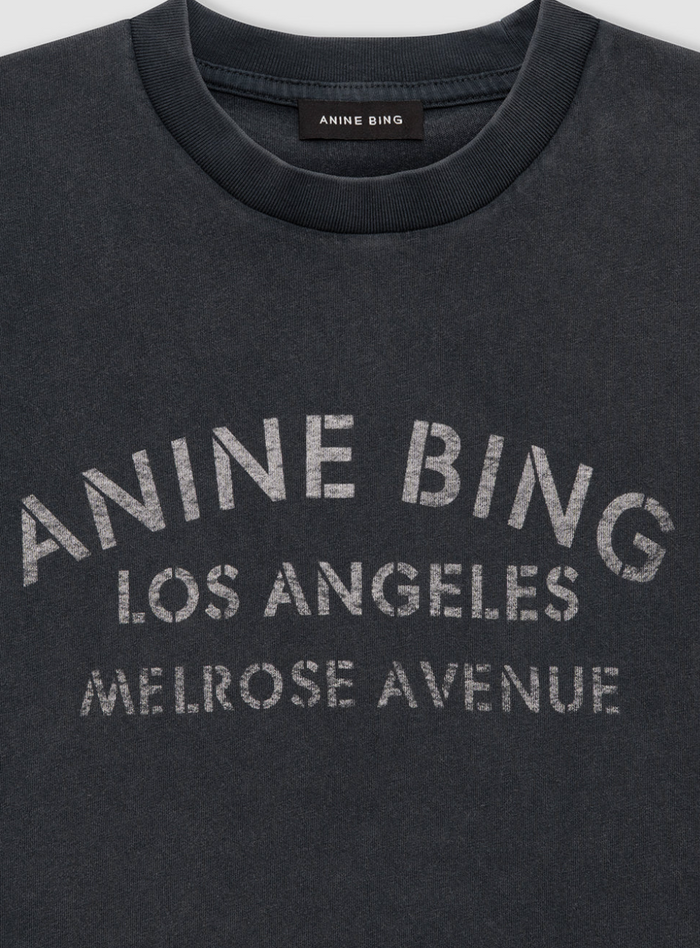 Anine Bing Cade Tee Melrose Stencil - Washed Black