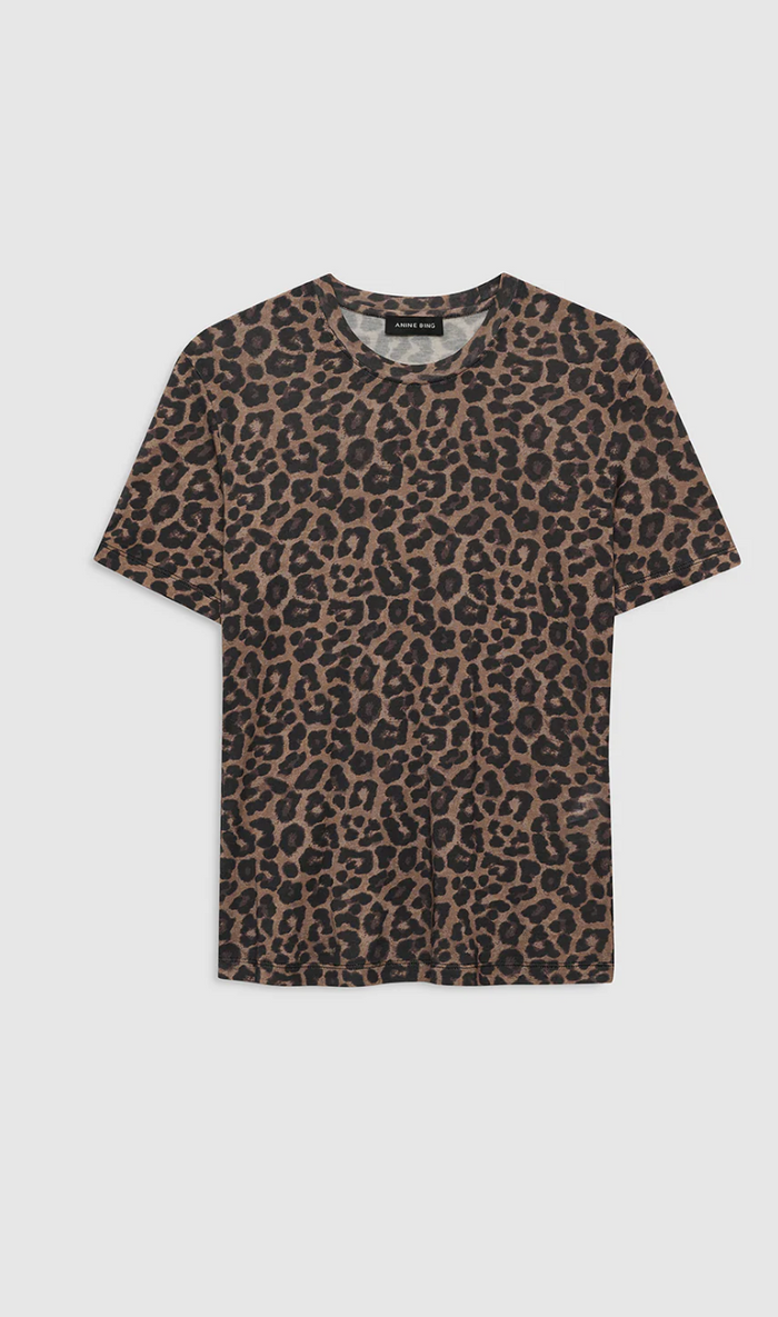 Anine Bing Sylvie Tee - Black & Brown Leopard