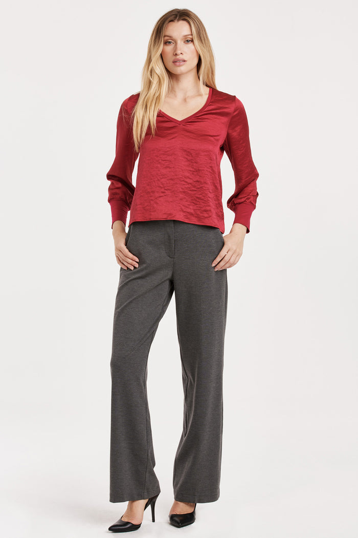 Aya Satin LS Blouse - Greige Goods