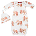 B Baby Gown/Hat Set - Greige Goods