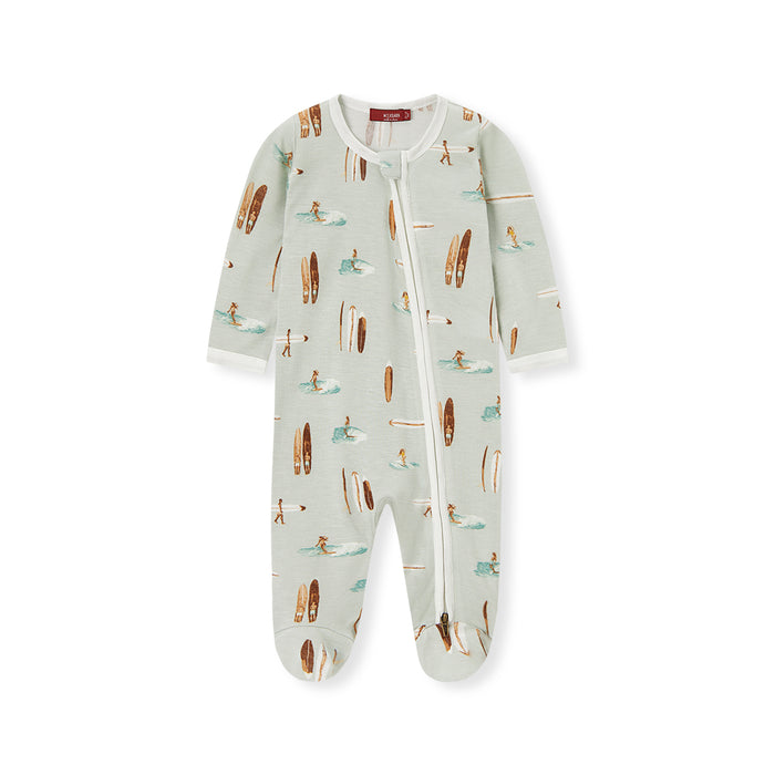 B Zipper Footed Romper - Greige Goods