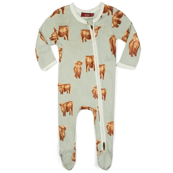 B Zipper Footed Romper - Greige Goods