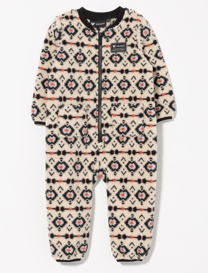 Barboteuse en sherpa à motif aztèque - bébé fille