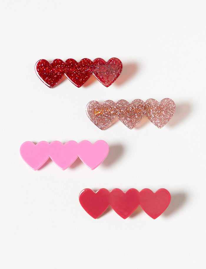 Barrettes en forme de cœur - paquet de 4