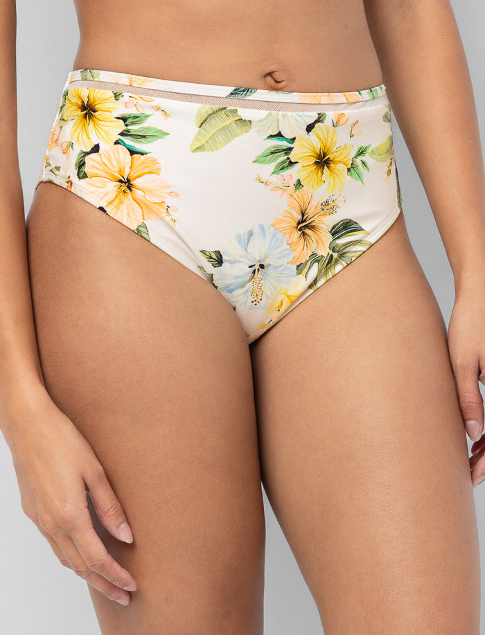 Bas de bikini taille haute à détail mesh