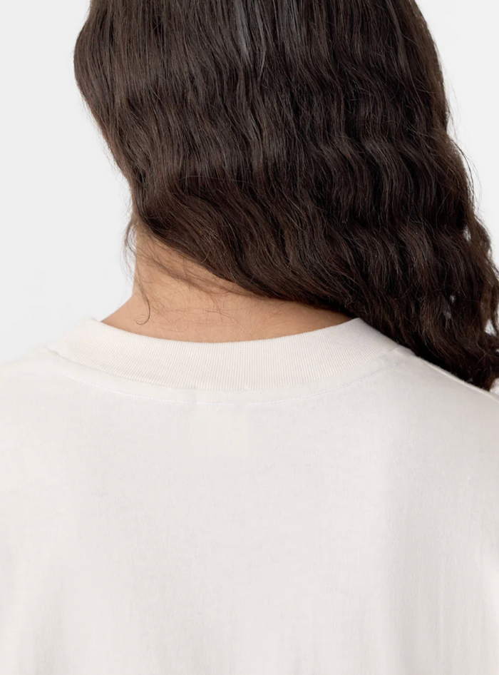 Bassike Boxy Rib Insert L/S T-Shirt - Ecru / Red