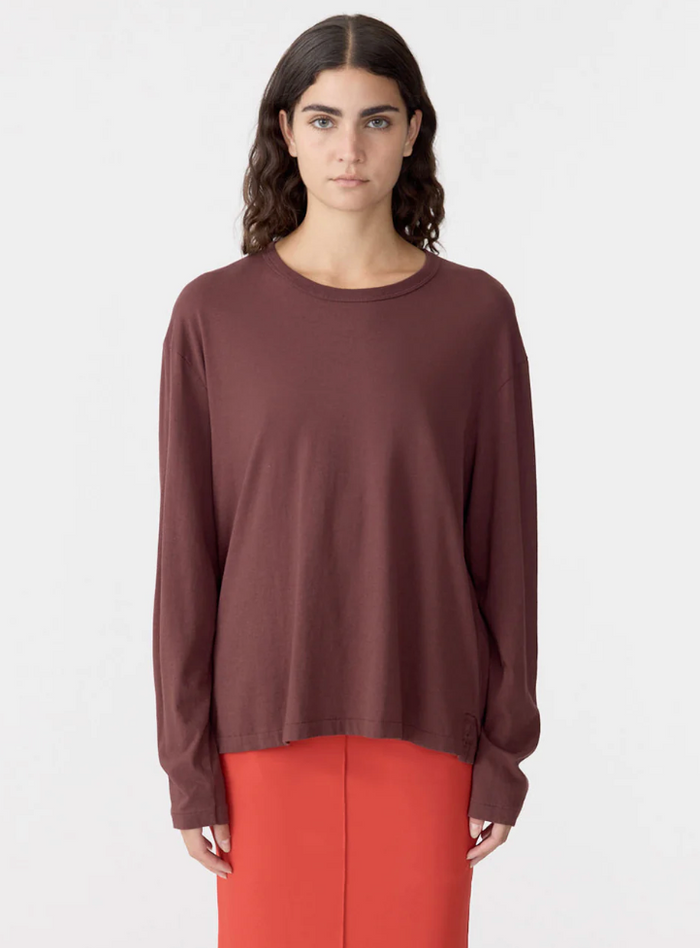 Bassike Boyfriend Heritage L/S T-Shirt - Cocoa