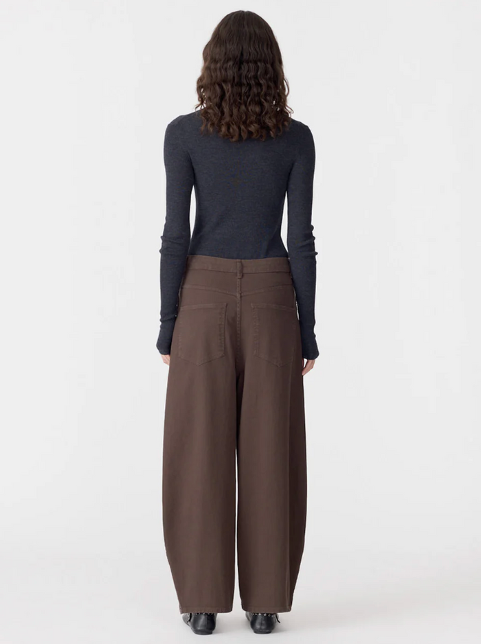 Bassike Cotton Twill Barrel Leg Pant - Chocolate Black
