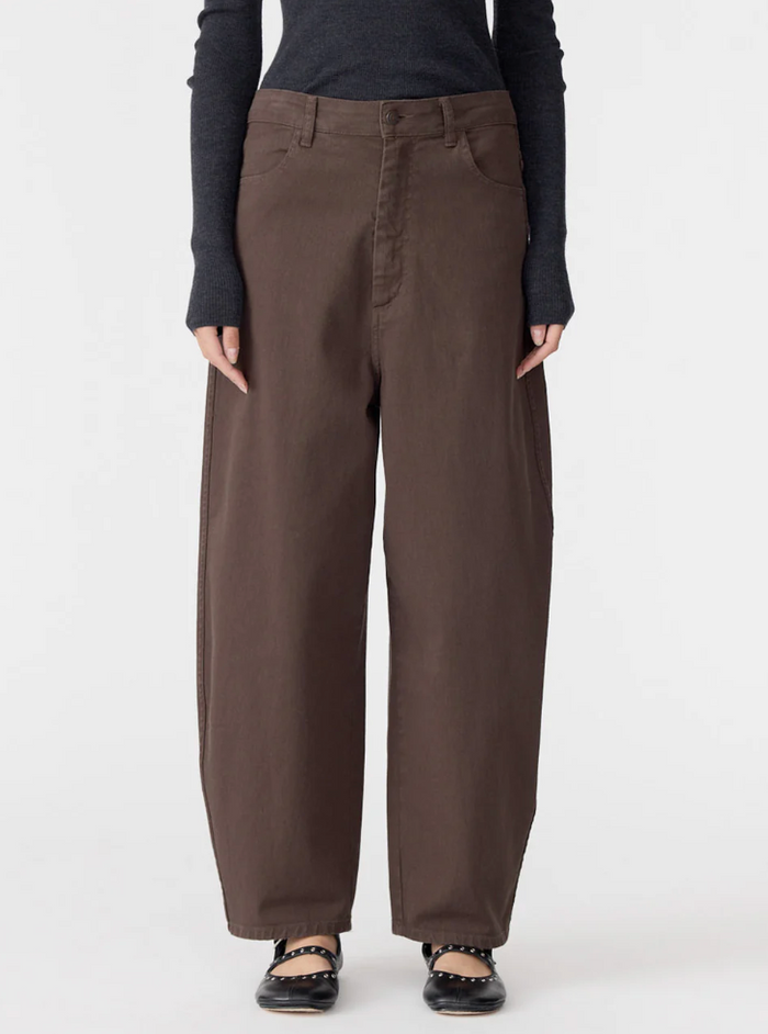 Bassike Cotton Twill Barrel Leg Pant - Chocolate Black