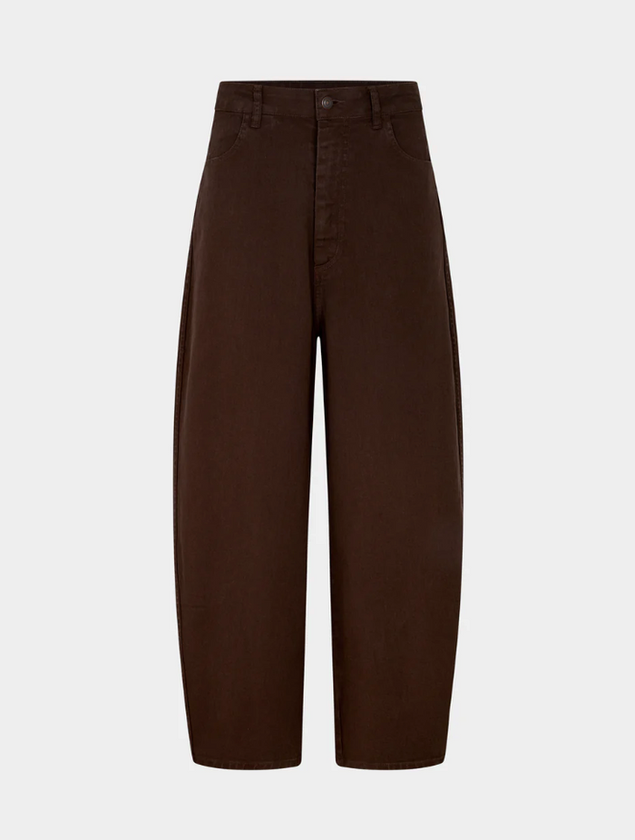 Bassike Cotton Twill Barrel Leg Pant - Chocolate Black