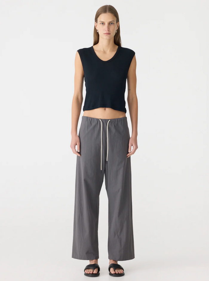 Bassike Crushed Cotton Minimal Pant - Washed Black