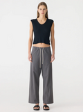 Bassike Crushed Cotton Minimal Pant - Washed Black