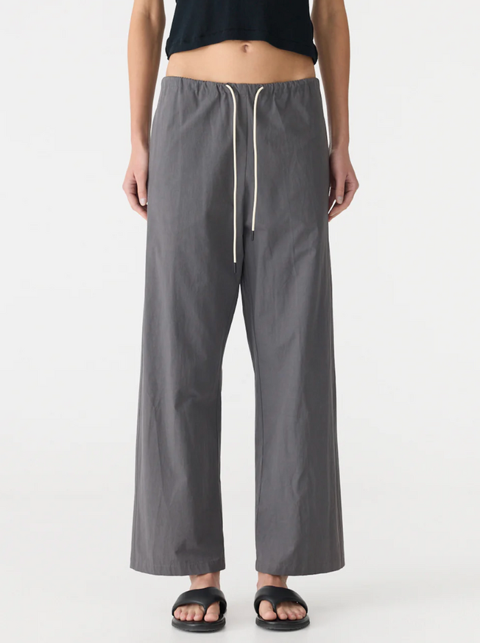 Bassike Crushed Cotton Minimal Pant - Washed Black