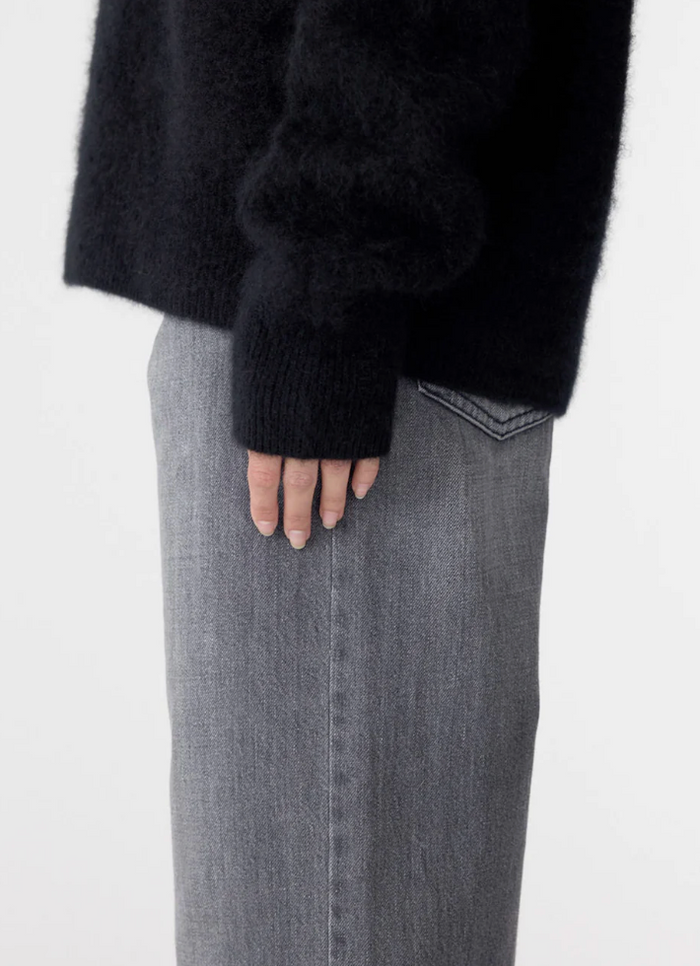 Bassike Deep V Textured Knit - Black
