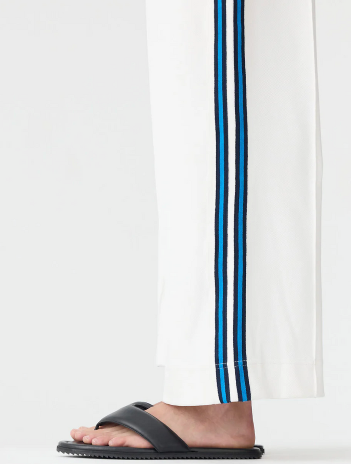 Bassike Double Stripe Wide Leg Pant - White/Cobolt and Ink Stripe