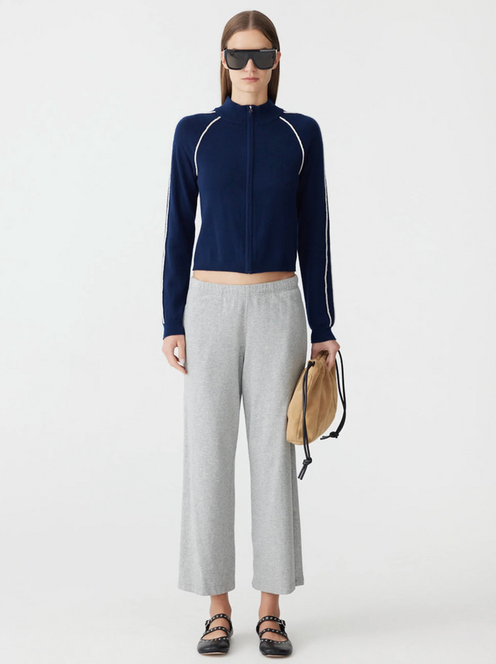 Bassike Fench Terry Straight Leg Pant - Grey Marl