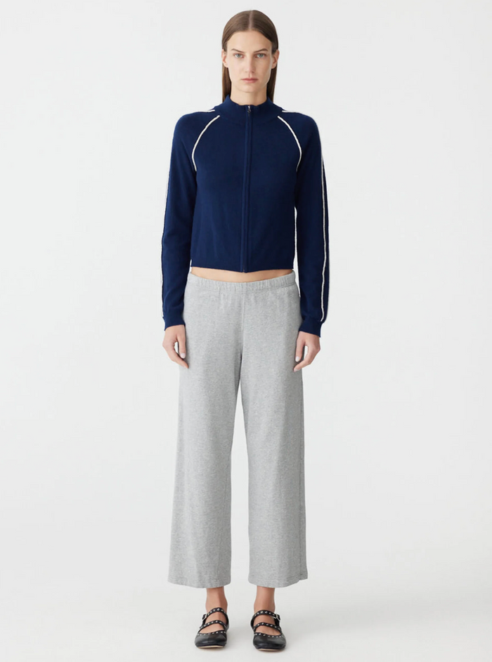 Bassike Fench Terry Straight Leg Pant - Grey Marl