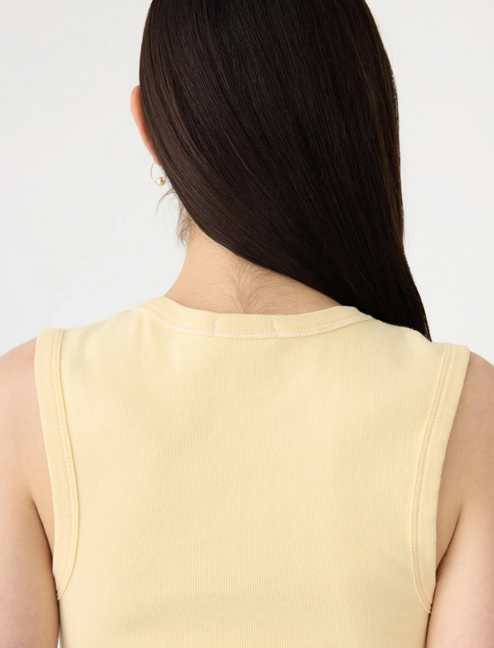 Bassike Low Scooped Rib Tank Lemon Glaze