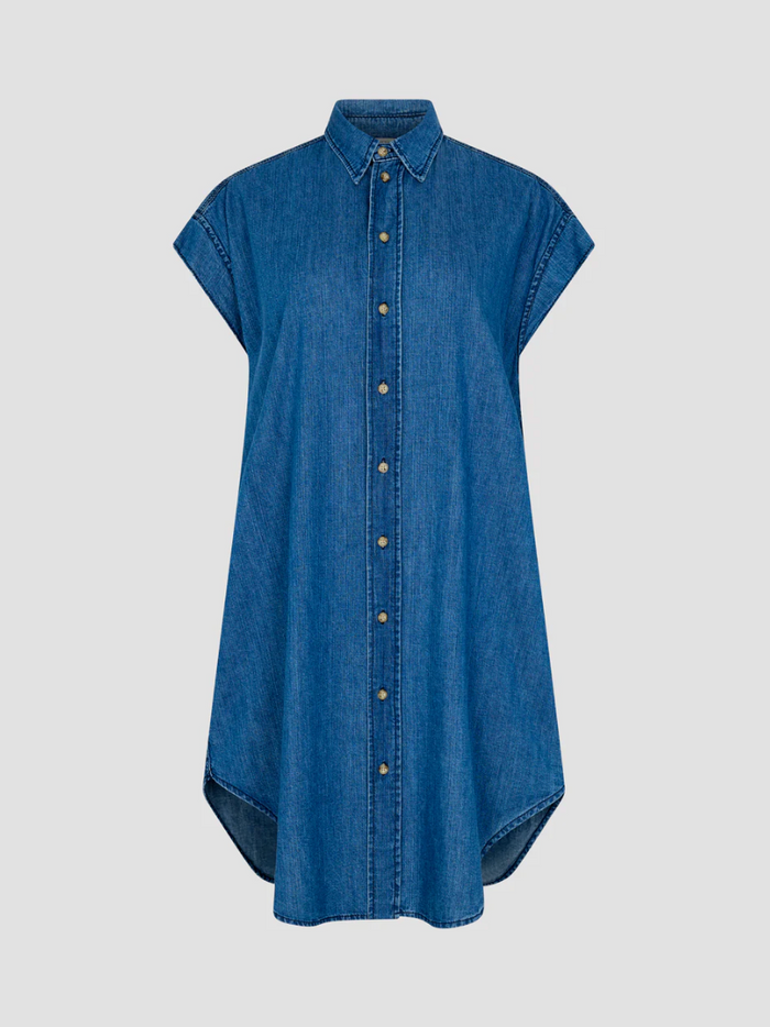 Bassike Organic Denim Sleeveless Dress - Washed Indigo