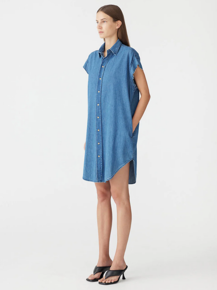 Bassike Organic Denim Sleeveless Dress - Washed Indigo