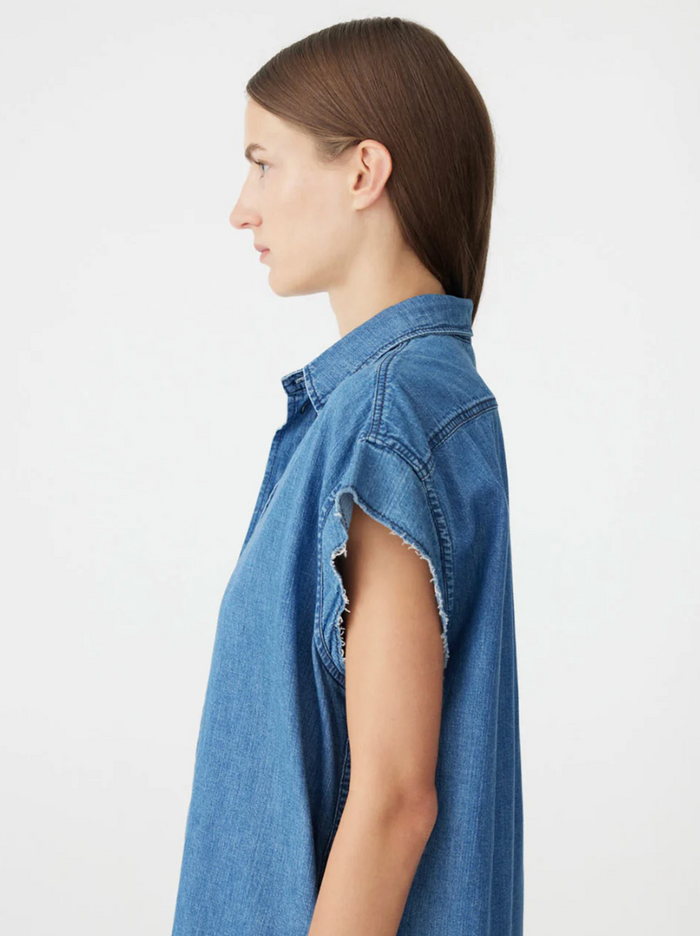 Bassike Organic Denim Sleeveless Dress - Washed Indigo