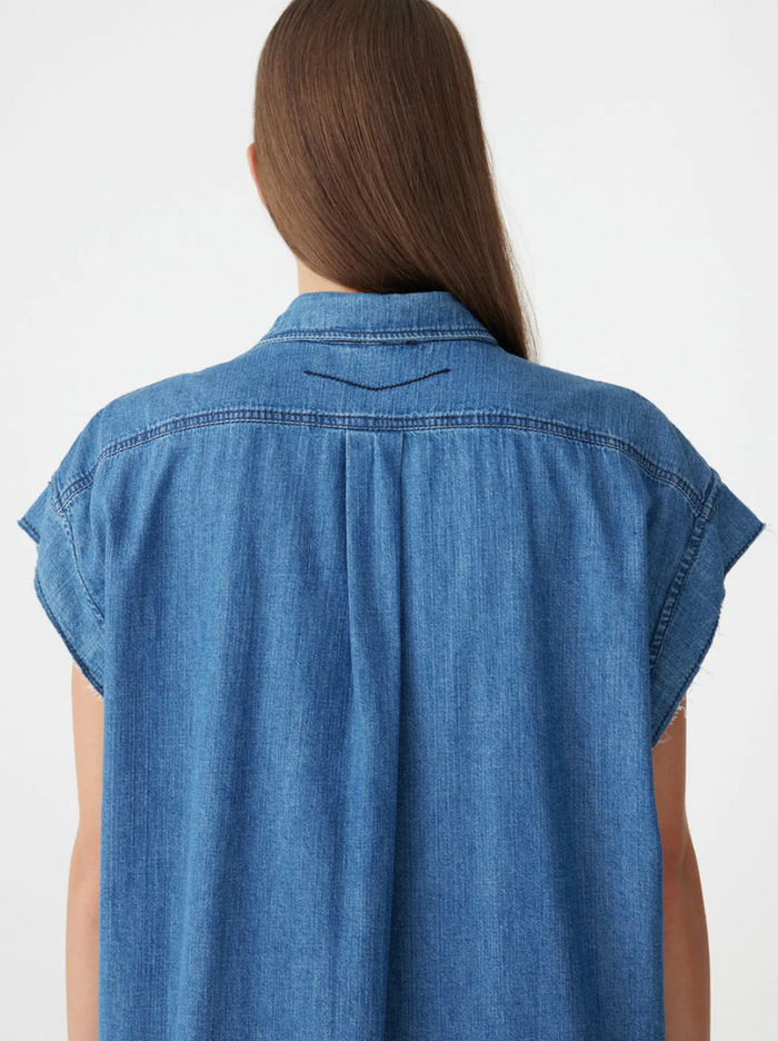 Bassike Organic Denim Sleeveless Dress - Washed Indigo
