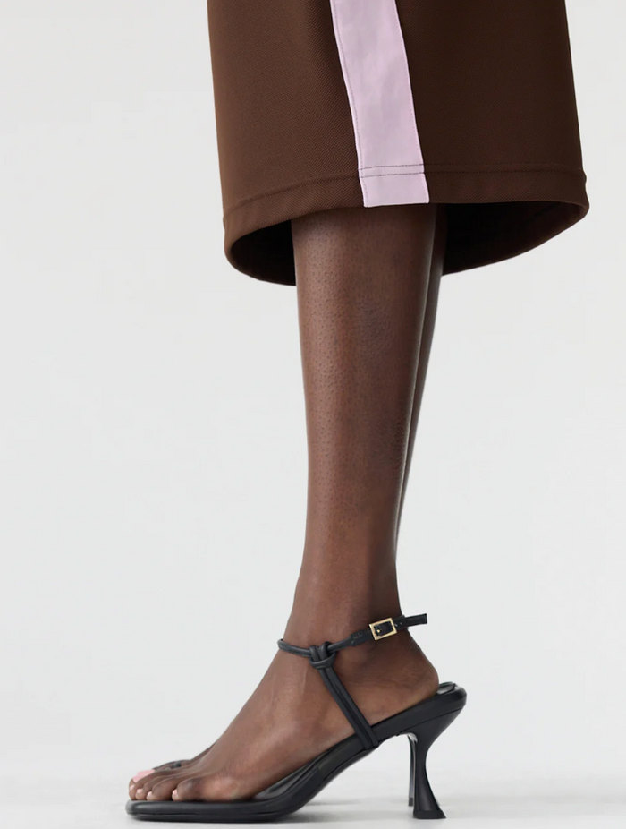 Bassike Rib Panel Pique Skirt - Carob/Pale Pink