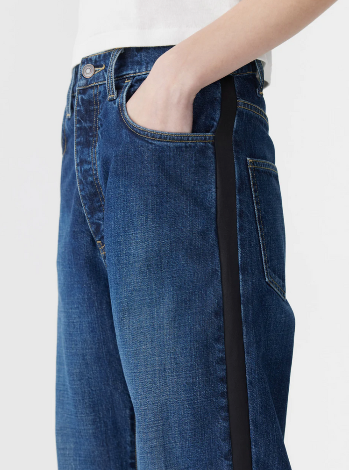 Bassike Slouch Tuxedo Jean - Worn Indigo