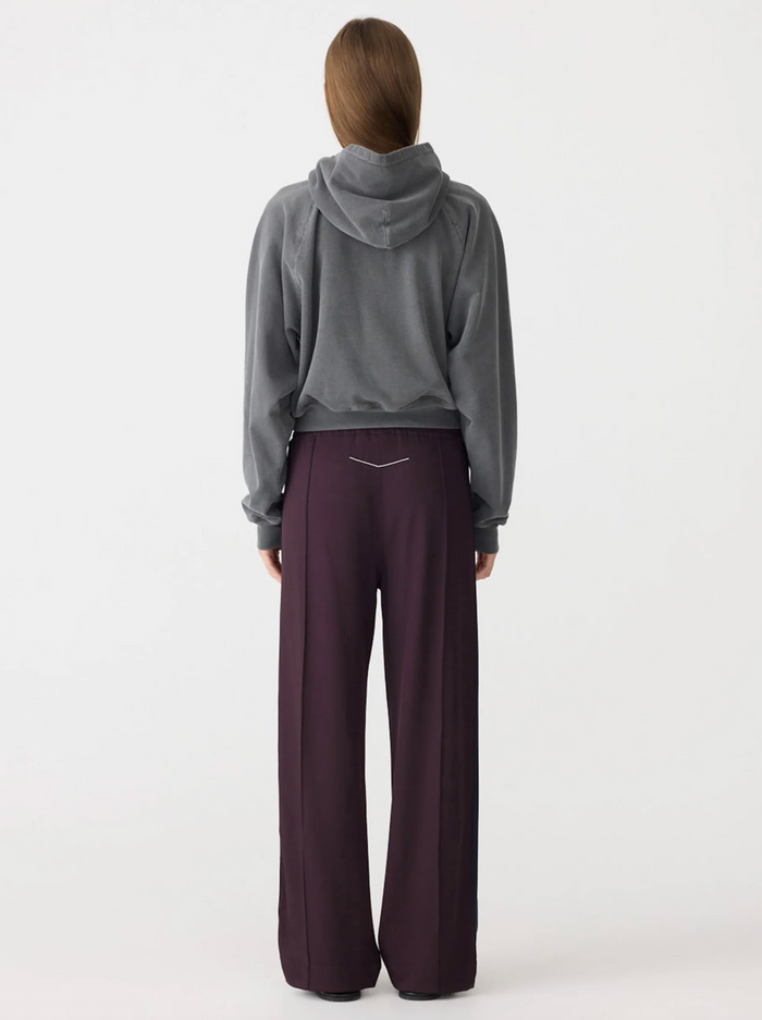 Bassike Twill Stripe Detail Pant - Dark Plum/Ink